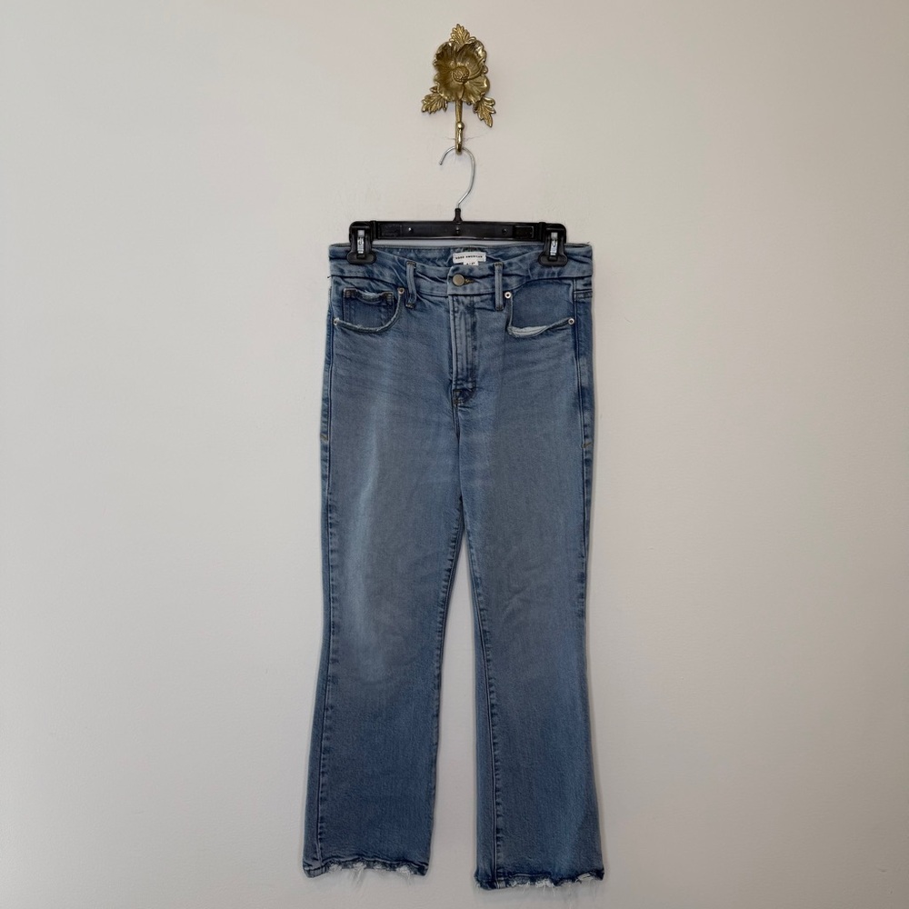 Good American Good Legs Cropped Mini Boot Jeans 26